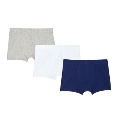 bluezoo Boy's pack of three navy blue and white trunks